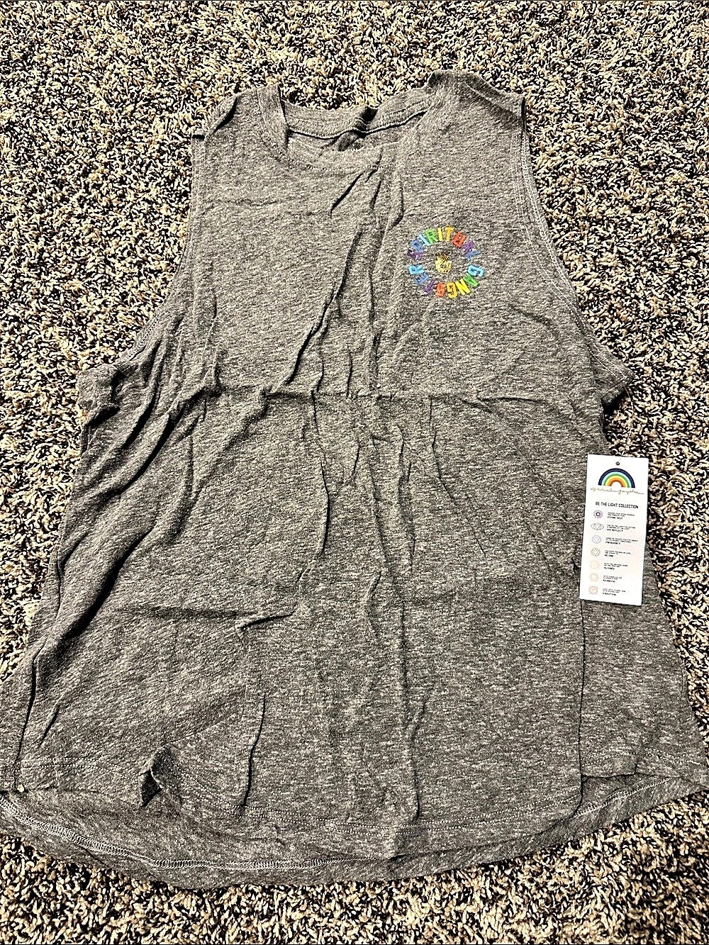 Spiritual Gangster Rainbow Tank in Gray Size Medium NWT